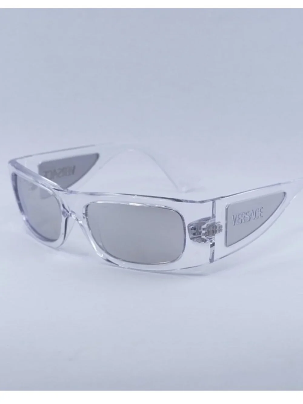 Versace VE4482 148/8V Sunglasses Transparent Rectangle Frame, Clear Lenses